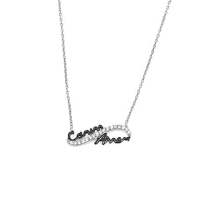 Dear Mommy Eternity Necklace Pink Color - White Stone - 3