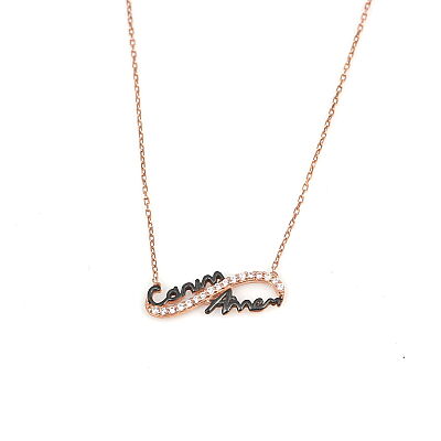 Dear Mommy Eternity Necklace Pink Color - White Stone - 2