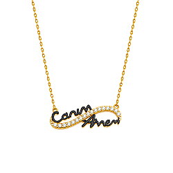 Dear Mommy Eternity Necklace Pink Color - White Stone - 4