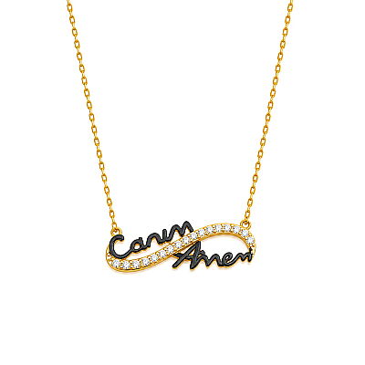 Dear Mommy Eternity Necklace Pink Color - White Stone - 4