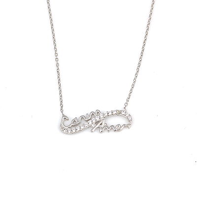 Dear Mommy Eternity Necklace White Color - White Stone - 2