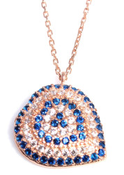 Evil Eye Heart Necklace, Rose Gold Plated - 10