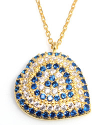 Evil Eye Heart Necklace, Rose Gold Plated - 11