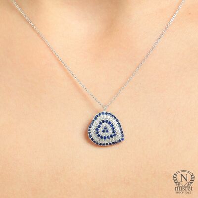 Evil Eye Heart Necklace, Rose Gold Plated - 7