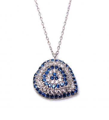 Evil Eye Heart Necklace, Rose Gold Plated - 9