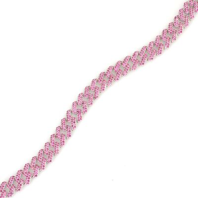 Gümüş Pembe Taşlı Gurmet Zincir Bileklik - 3
