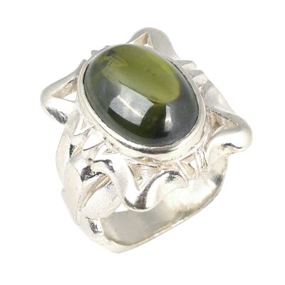 Gümüş Peridot Taşlı Erkek Yüzüğü - 1