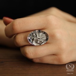 14 Ayar Altın Kırışık Oval Yüzük - 8