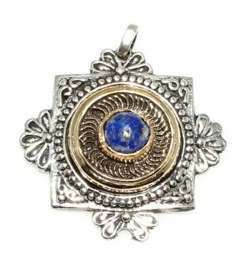 Lapis Taşlı Konstantinapol Tasarım Otantik Kolye Ucu - 1