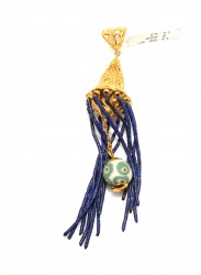 lapis tassel pendant - 4