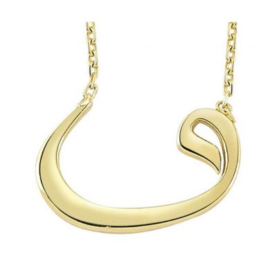 Minimal 14K Gold Vav Letter Necklace - 1