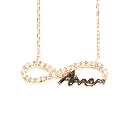 Mommy Eternity Necklace White Color - White Stones - 8