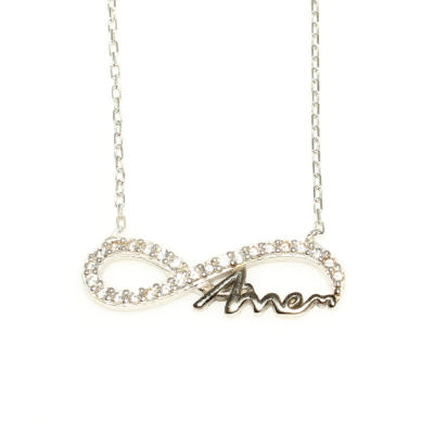 Mommy Eternity Necklace White Color - White Stones - 10