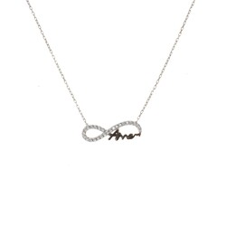 Mommy Eternity Necklace White Color - White Stones - 7