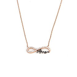 Mommy Eternity Necklace White Color - White Stones - 4