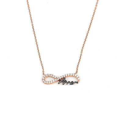 Mommy Eternity Necklace White Color - White Stones - 4