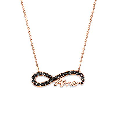 Mommy Eternity Necklace White Color - Black Stones - 4