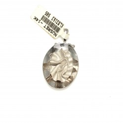 Oval Crease Pendant - 14K White Gold - 4