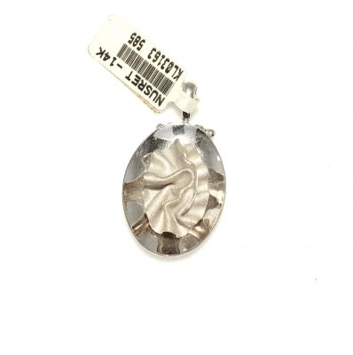 Oval Crease Pendant - 14K White Gold - 4