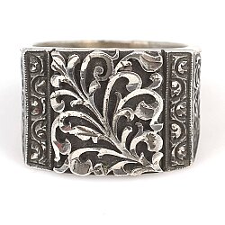 Rectangle, Hand Carved 925 Sterling Silver Man Ring - 3