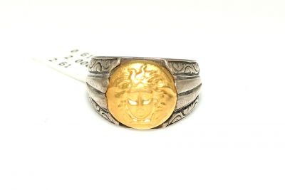 Medusa Resimli 24 K Gold Silver Ring