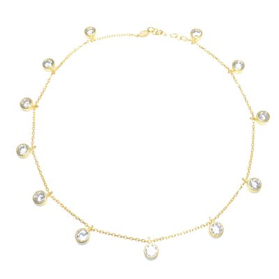 Silver Anklet 12 Stone Yellow - White Zircon - 925 - 2