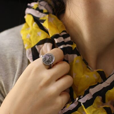 Silver Antique Ring with CZ Black - 1