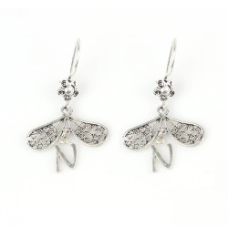 Silver Filigree Letter Earrings - Nusrettaki (1)