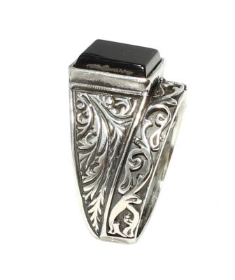 Silver Men Ring with Square Onyx - 14