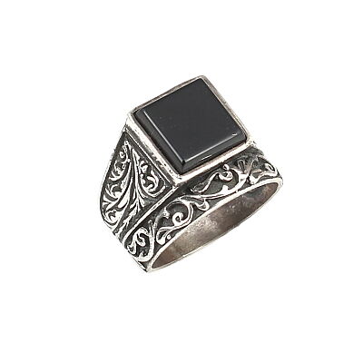 Silver Men Ring with Square Onyx - 2