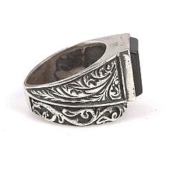Silver Men Ring with Square Onyx - 6