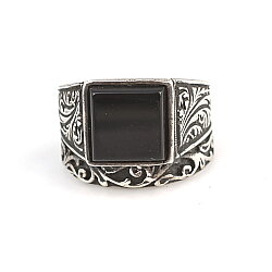 Silver Men Ring with Square Onyx - 4