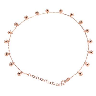 Snowflake Silver Anklet Rose - Black Zircon - 925 - 1