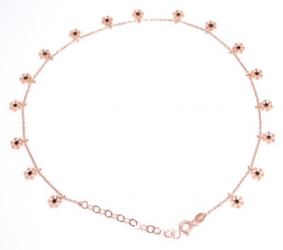 Snowflake Silver Anklet Rose - Black Zircon - 925 - 2