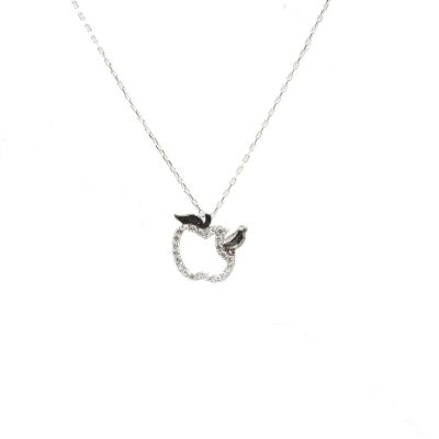 Sterling Silver Apple with Leaves Necklace - 6