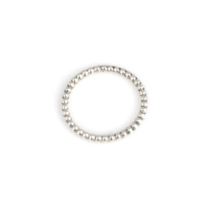 Sterling Silver Beaded Stylish Ring, White Gold Vermeil - 3