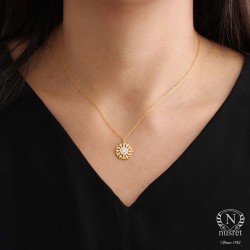 Sterling Silver Big Snowflake Necklace with CZ, Gold Vermeil - 3