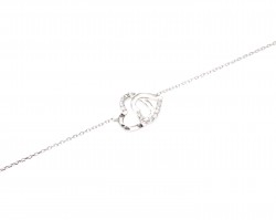 Sterling Silver Hand Carved Intimate Hearts Bracelet, White Gold Plated - 6