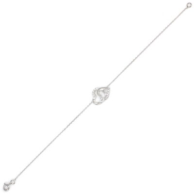 Sterling Silver Hand Carved Intimate Hearts Bracelet, White Gold Plated - 3