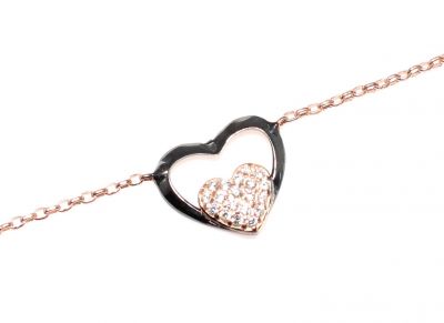 Sterling Silver Heart in Heart & Lock Bracelet, Rose Gold Vermeil - 5