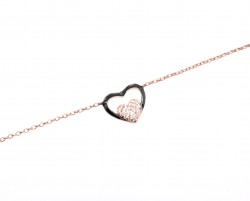Sterling Silver Heart in Heart & Lock Bracelet, Rose Gold Vermeil - 6