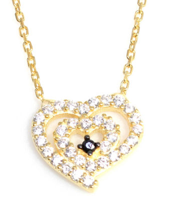 Sterling Silver Nested Heart Necklace - 7