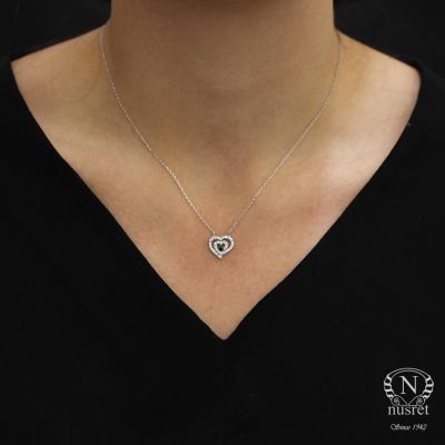 Sterling Silver Nested Heart Necklace - 6