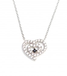 Sterling Silver Nested Heart Necklace - 8