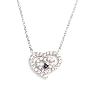 Sterling Silver Nested Heart Necklace - 8