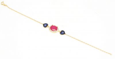 Sterling Silver Hearts Pink Bracelet, Gold Vermeil - 5
