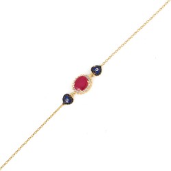 Sterling Silver Hearts Pink Bracelet, Gold Vermeil - 3