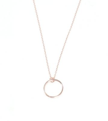 Sterling Silver Hoop Pendant Necklace, Rose Gold Plated - 2