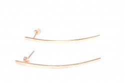 Sterling Silver Long Bar Dangle Earrings, Rose Gold Plated - 7