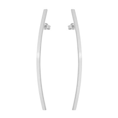 Sterling Silver Long Bar Dangle Earrings, Rose Gold Plated - 3
